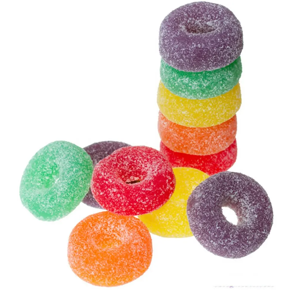 Bulk Ring Vorm Kleurrijke Suiker Gecoate Zoete Fruit Meel Gummy Chewy Snoep/Snoepjes