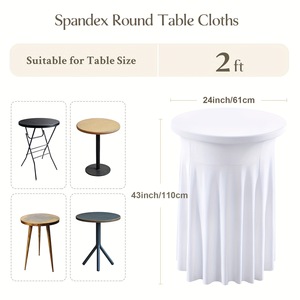 Modern Simple Round White Polyester Non-Slip Fabric <b>Cover</b> for Cocktail <b>Table</b> Skirt-Party & Wedding Use - Product Image 3