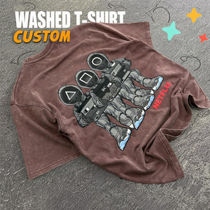 เสื้อยืดผ้าฝ้ายฟอกไซส์ใหญ่พิเศษสำหรับผู้ชายเสื้อยืดวินเทจซักได้ตามต้องการขนาด100% - Product Image 1