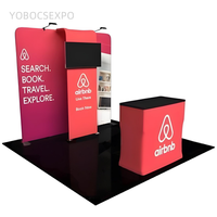Stand d'exposition modulaire portable personnalisé 3x3, 10x10FT, en tissu tendu, sublimation par transfert thermique, cadre en aluminium, pliable