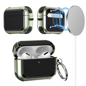 Funda Magnética para <span class=keywords><strong>AirPods</strong></span> <span class=keywords><strong>Pro</strong></span> 3 4, Carga Inalámbrica, Antigolpes, Cubierta para Auriculares, Acabado Mate de Lujo, Protectora y Resistente, con Llavero - Product Image 1