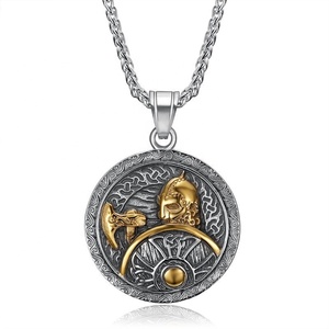Hot <span class=keywords><strong>Viking</strong></span> <span class=keywords><strong>Warrior</strong></span> axe Shield liontin baja tahan karat pria personalisasi kalung Hip-hop grosir - Product Image 2