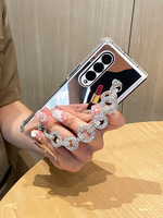 Convient pour Samsung Fold4 Mobile Phone Case Folding Screen Airbag Mirror Fold 3 Rhinestone Five-ring Chain Z Fold 4 Protection