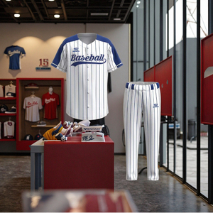 Maillot de baseball à broderie personnalisée OEM Maillot de sport d'équipe respirant blanc avec design de maillot de baseball club à rayures - Product Image 2