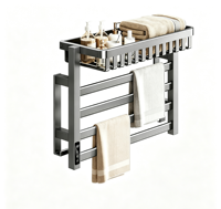 Sèche-serviettes électrique mural intelligent sans perçage, étagère chauffante et de rangement pour salle de bain et usage domestique