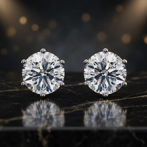 Boucles d'oreilles clous en or blanc avec diamants ronds brillants, bijoux de luxe de créateur, cadeau de mariage pour femme - Product Image 3