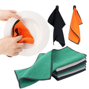 Toallas de <span class=keywords><strong>microfibra</strong></span> gruesas al por mayor para secar platos, <span class=keywords><strong>toalla</strong></span> de cocina personalizada para uso doméstico con diseño de gofre para limpieza - Product Image 1