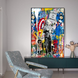 100% dipinto a mano Street Graffiti Pop <span class=keywords><strong>Art</strong></span> <span class=keywords><strong>Love</strong></span> è la risposta dipinti ad olio su tela Wall <span class=keywords><strong>Art</strong></span> For Living - Product Image 4