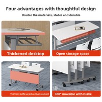 HYZ-233X Table de conférence pliante en bambou, bureau mobile modulaire, design minimaliste, chaises combinables librement