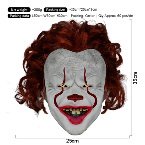 Máscara de Payaso Malvado, Máscara de Látex Inspirada en Pennywise, Accesorio de Disfraz para Fiesta de Halloween - Product Image 2