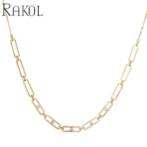 RAKOL NP5077 Gold-Plated Link Paperclip Chain Women's Gift Hiphop Necklace - Product Image 1