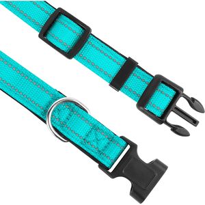 Pwod Reflective <b>Dog</b> <b>Collar</b> Medium Adjustable Nylon With Buckle For Medium <b>Dogs</b> Teal - Product Image 3