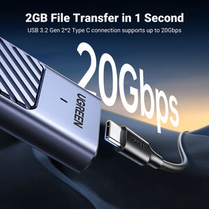 UGREEN <span class=keywords><strong>M2</strong></span> SSD Case 20Gbps <span class=keywords><strong>USB</strong></span> 3,2 Gen2 <span class=keywords><strong>USB</strong></span> C Caja externa NVMe SATA M.2 SSD <span class=keywords><strong>Adaptador</strong></span> con M B & M Keys Estuche y bolsa para <span class=keywords><strong>disco</strong></span> <span class=keywords><strong>duro</strong></span> - Product Image 3
