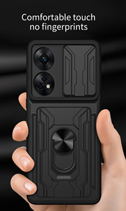Funda con Ranura para Tarjetas para <span class=keywords><strong>OPPO</strong></span> <span class=keywords><strong>Reno</strong></span> 8T 4G/5G, Multifuncional, Protección con Ventana Deslizante, Anillo Metálico, Soporte Magnético - Product Image 4