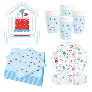 DAMAI - Juego de Platos y Servilletas Desechables para Fiesta de Navidad, Decoración Roja y Azul, Recuerdos para las Fiestas - Product Image 3