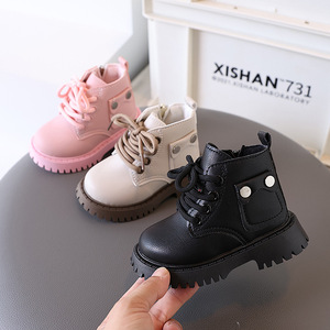 Niños Otoño Invierno tendencia cuero con <span class=keywords><strong>cordones</strong></span> tobillo cálido invierno <span class=keywords><strong>botas</strong></span> Zapatos nuevas niñas niños <span class=keywords><strong>botas</strong></span> de cuero - Product Image 1