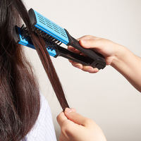 Brosse lissante professionnelle Wanmei à revêtement céramique, brosse à cheveux en V, fer plat, peigne à poils en nylon et double poils de sanglier