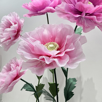 Bunga Peony Berlapis-lapis Warna Pink Bunga Buatan Tangan Dekorasi Bunga Raksasa untuk Lanskap Bunga Artifisial