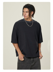 T-shirt Vintage da Uomo OEM in Cotone 100% Lavorato a Maglia Pesante 260 GSM, Vestibilità Ampia, Effetto Usurato, Stile Streetwear - Product Image 6