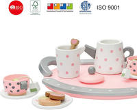 EDULAND OEM/ODM Juguetes de Cocina de Madera Montessori y Juguetes de Comida para Casa de Juegos, Regalos para Niñas - Juguetes de Postres para Niños, Juego de Té y Soporte para Pasteles