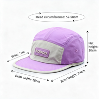 Casquette de camping personnalisée à 5 panneaux, séchage rapide, en nylon, pour course en extérieur, avec logo en patch de caoutchouc silicone, OEM ODM, chapeau de camping personnalisé