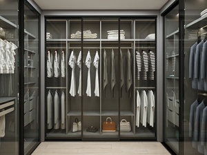 Armoire de chambre à coucher <span class=keywords><strong>d</strong></span>'<span class=keywords><strong>angle</strong></span> légère et LED, bon marché, avec porte en verre, en mélamine, placard - Product Image 5