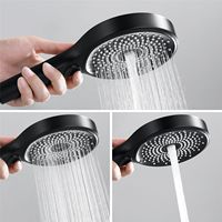 Ensemble de douche LED Bluetooth avec affichage numérique de la température, 4 modes de jet, montage au plafond, noir mat, HONGDEC