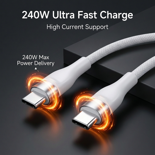 Factory Supply 2m USB C to C Aluminium Shell Braid Eco-Friendly 240W Fast Charging Data Cable for iPhone 15