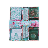 Juego de Papelería de Lujo con Diseño Floral, Caja de Regalo, Notas Adhesivas, Cinta Decorativa Washi, Clips de Papel, Ideal para Regalos Navideños
