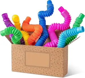 Pop Tubes Sensory Toys for Preschool Boy Girl Gifts Idea, Unique Toddler Easter Basket Stuffers Pop Tubes