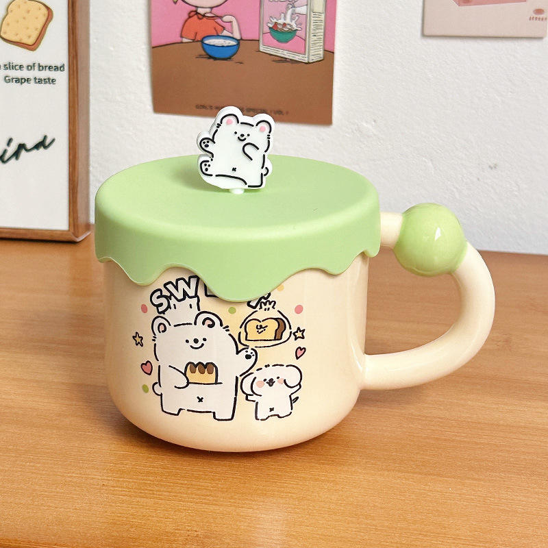 [Couvercle de tasse] Chiot rayé - Vert