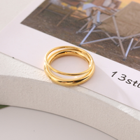 Bague triple couche en acier inoxydable 316L plaqué or 18 carats, étanche, hypoallergénique, inaltérable, bijoux pour femmes, logo personnalisé, vente en gros