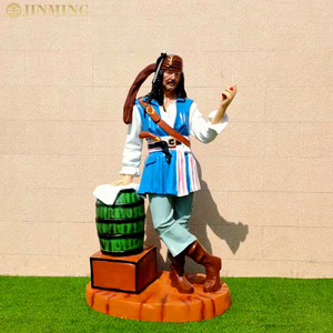 グラスファイバー海賊フィギュア彫刻、片目ドラゴンフィギュア彫刻、アメリカンバーデコレーション、キャプテンジャックフィギュア彫刻 - Product Image 3