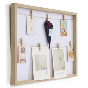 Hot Sale Picture Display Wood Clips Photo Holder Collage Memory Frame For Home Wall Decoration
