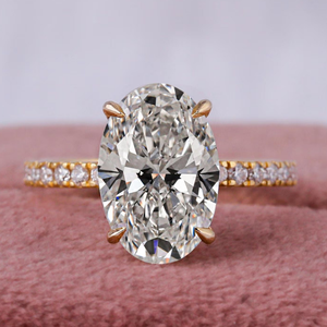 Anelli con Diamanti Sintetici CVD HPHT Taglio Ovale, Gioielli in Oro 10k 14k Massiccio Personalizzati per Donne e Uomini, <span class=keywords><strong>Fidanzamento</strong></span> con Certificazione IGI - Product Image 1