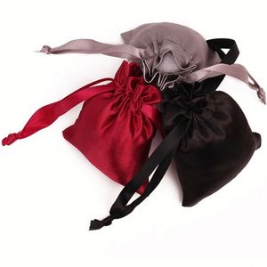 Custom Logo Recyclable Reusable Jewelry <b>Gift</b> Wig Storage and Packaging Silk Pouch Drawstring Satin <b>Bags</b> for Hair Bundles - Product Image 3