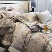 Parure de lit 4 pièces en coton peigné à longues fibres, 100 fils, couleur unie, épaisse et chaude, pour lit – Luxe léger