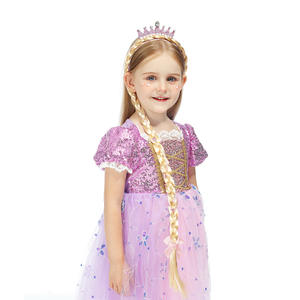 Fujia haute température <span class=keywords><strong>fibre</strong></span> enfants reine bande perruque longue tresse arc vacances dessin animé princesse Extension - Product Image 4