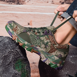 Bottes tactiques pour hommes, chaussures de randonnée en nylon à lacets, design camouflage, imperméables, semelle antidérapante - Product Image 4