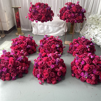 IFG Meilleures ventes Centre de table moderne en soie artificielle fuchsia rose vif avec rose suspendue sur la table Décoration de mariage