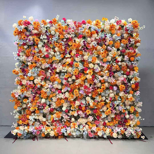 Mur de fleurs sauvages artificielles en <span class=keywords><strong>soie</strong></span> carrée personnalisé 8 pieds x 8 pieds Toile de fond de mariage pour les décorations de fête d'événements - Product Image 2