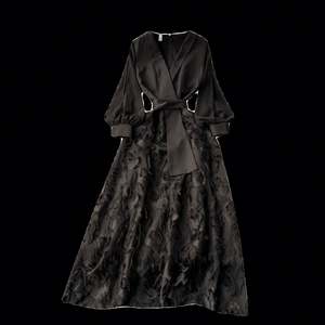 Vestido Midi Romántico de Primavera de Alta Calidad para Mujer, Talla Grande, con Mangas Abullonadas, Estilo Imperio, con Encaje y Parches, Vestidos Elegantes para Damas - Product Image 5