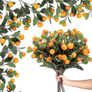 Branches de mandarine artificielles Oranges fruits avec des feuilles vertes <span class=keywords><strong>branche</strong></span> Kumquat <span class=keywords><strong>branche</strong></span> de mandarine pour Vase décoration de fête à la maison - Product Image 1