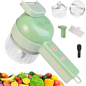 4 In 1 Electric Mini Garlic Vegetable Food Chopper Slicer USB Rechargeable Handheld Vegetable Cutter Processor