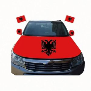 New Arrivals Fans Cheering Items 2026 Soccer Car Hood Cover Flag Hand Waving T-shirt Custom Logo Polyester Portable Albania Flag - Product Image 2
