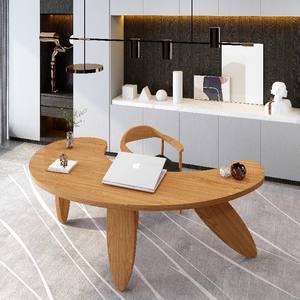 현대 럭셔리 단단한 나무 외계인 컴퓨터 테이블 보스 또는 대통령 튼튼한 사무실 책상을위한 창조적 인 빛 디자인 아크 책상 - Product Image 6