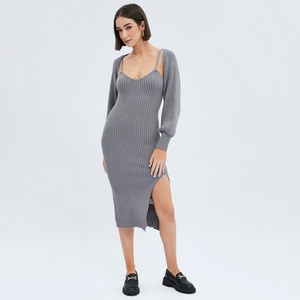 ชุดเดรสไหมพรมแขนยาวสำหรับผู้หญิง ดีไซน์สั่งทำพิเศษ สำหรับฤดูใบไม้ร่วงและฤดูหนาว - Product Image 2