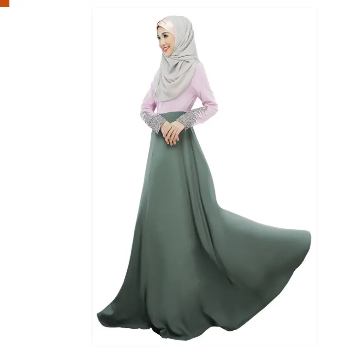 Ramadan Aangepaste Logo Dubai Casual Plus Size Ronde Hals Lange Mouwen Zijzakken Abaya Gewaad Jurk Voor Moslim Vrouwen