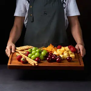 Junji Grote Houten Snijplank Voor Keuken Bamboe Kaas Charcuterie Board Butcher Hakblok Met Sap Groeven