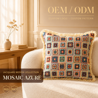 Sarung Bantal Rajut Jacquard Tebal Motif Granny Square, Sarung Bantal Bohemian Berumbai untuk Hotel Villa, Menyediakan Layanan OEM/ODM